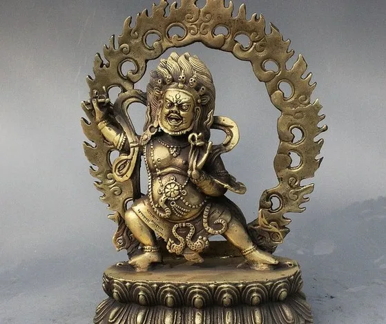 YM 317 тибетская буддистская Fane Бронзовая статуя Vajrapani Chana Dorje Правдивая