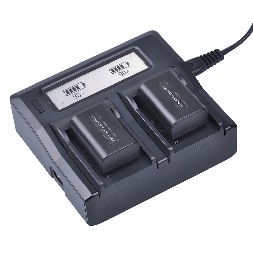 

2pc NP-FV50 NP FV50 Li-ion Battery + LCD Dual Quick Charger For Sony NP-FV50 HDR CX390 290E PJ510 820E 790E 660E XR260 CX700E