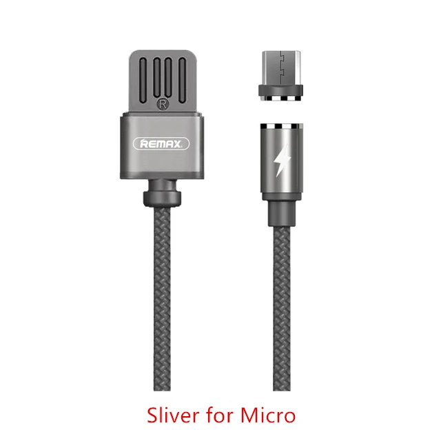Sliver for Micro Remax Магнитный кабель для передачи данных 2.1A кабель для быстрой зарядки со светодиодный светильник для Xiaomi samsung huawei для iPhone 6 7 8 X XS - Цвет: Sliver for Micro