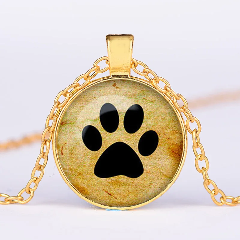 2017 NewGlass ожерелье с подвеской лапа подвеска круглый ошейник для собак кошек ног