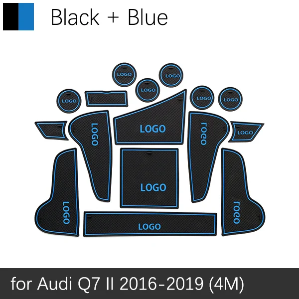 Blue Q7 4M 16-19 Противоскользящие резиновые ворота слот чашки коврик для Audi Q5 FY Q7 4L 2006- Q7 4M SLine S-Line аксессуары наклейки - Название цвета: Blue Q7 4M 16-19