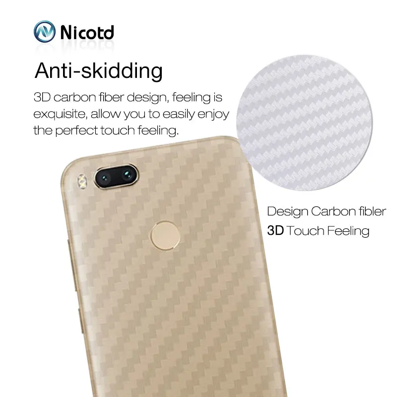 Защитная 3d пленка Nicotd из углеродного волокна для задней панели Xiaomi Mi A1 5X A2 6X 8 SE