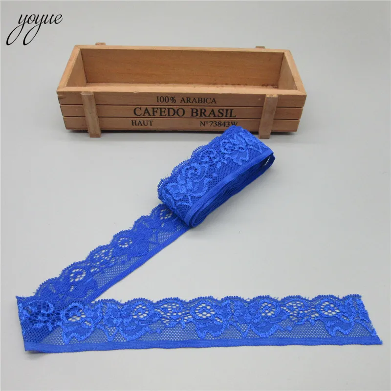 Royal blue YOYUE 5 ярдов/лот Высокое качество эластичное кружево украшение лентами нижнее белье кружевная отделка вышитая для шитья украшения африканская кружевная ткань - Цвет: Royal blue