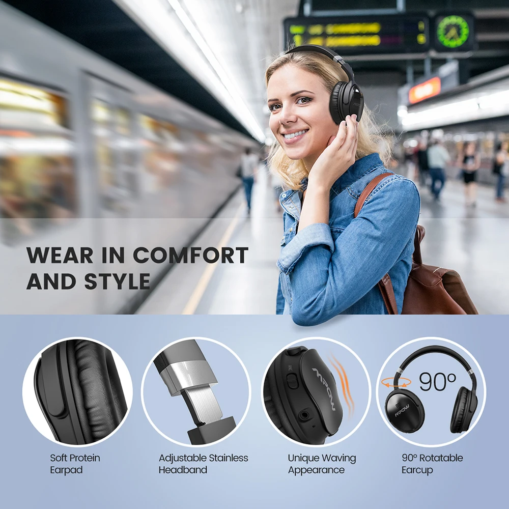 Наушники 2 го поколения Mpow H5 с шумоподавлением Bluetooth наушники микрофоном