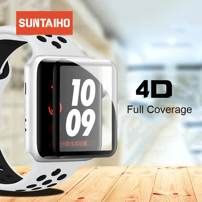 Защитная пленка Suntaiho 4D для apple watch 4 полноразмерная гелевая стеклянная с мягкими