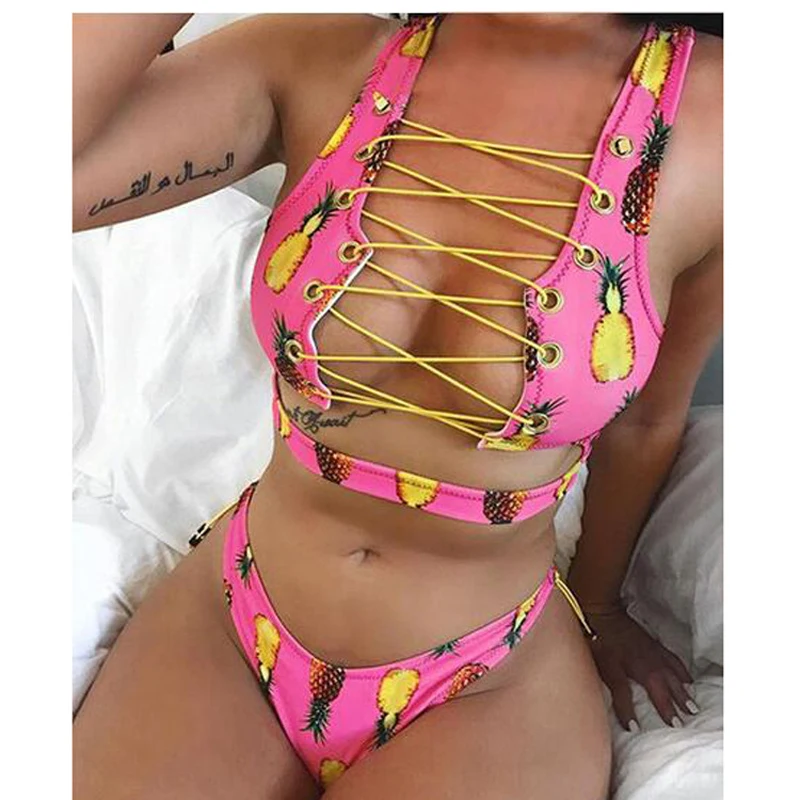 Женское бикини с цветочным принтом ZADORIN летний купальный костюм низкой талией