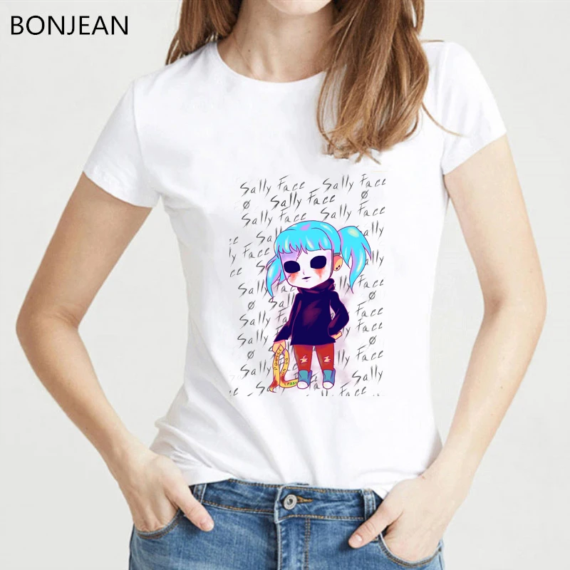 Женская футболка с героями мультфильмов Sally Face camisa femenina harajuku белая забавным