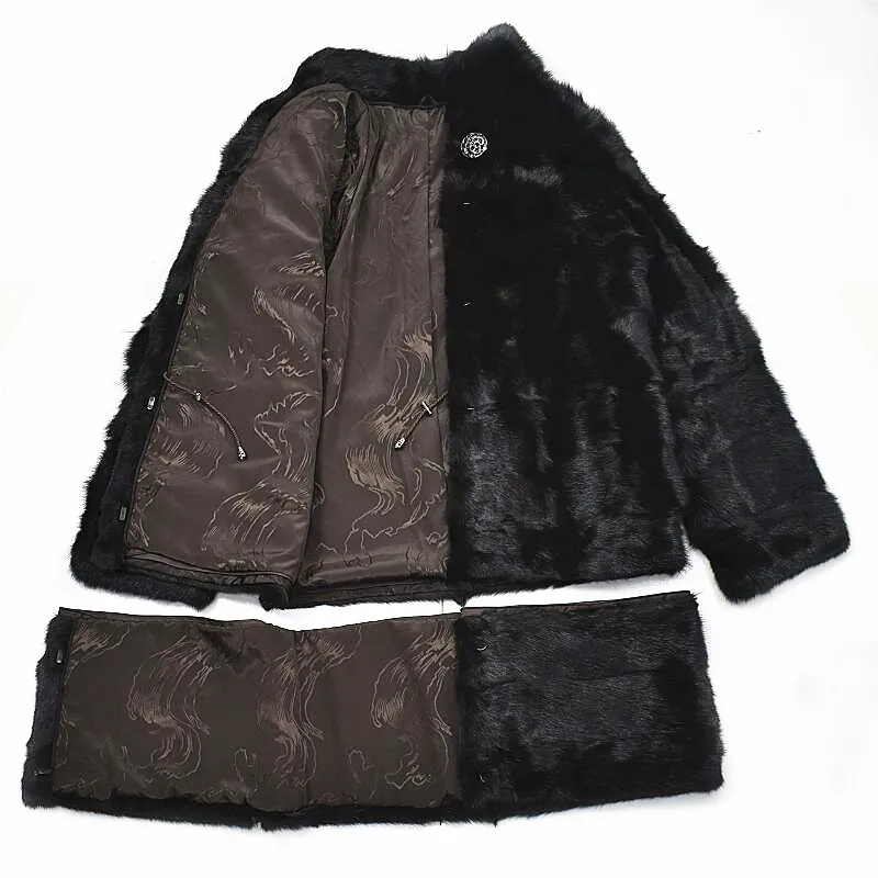 Женское длинное пальто теплая зимняя куртка из натурального меха норки желтого