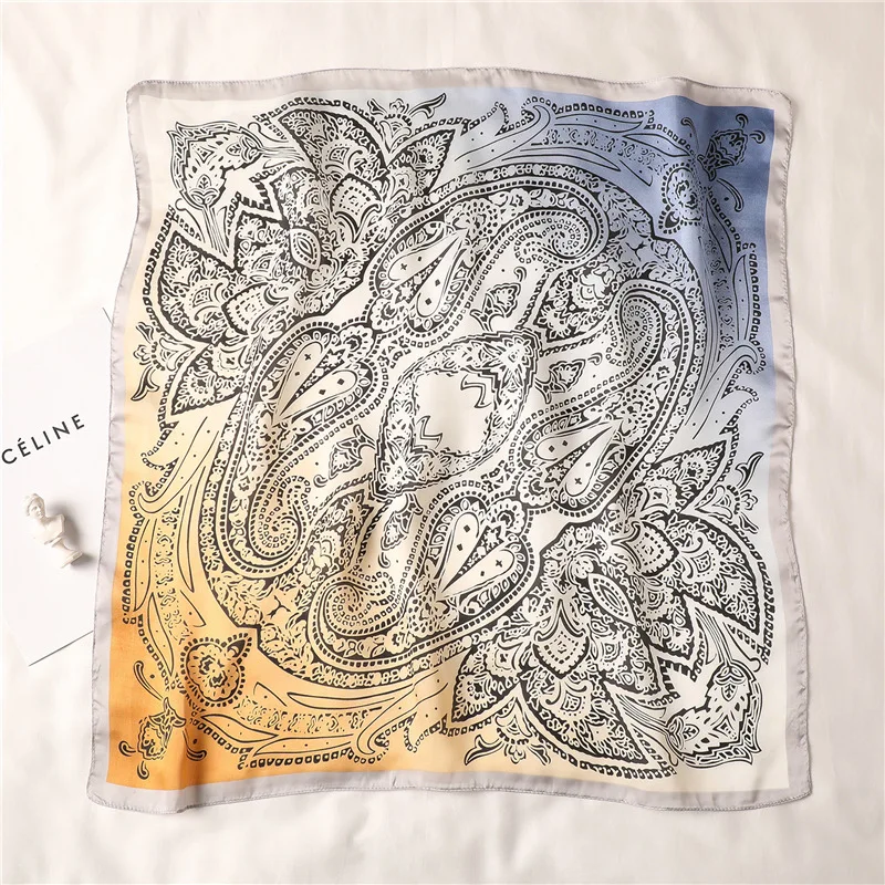 Женский Шелковый квадратный шарф с градиентной атласной шеей Пляжная повязка на