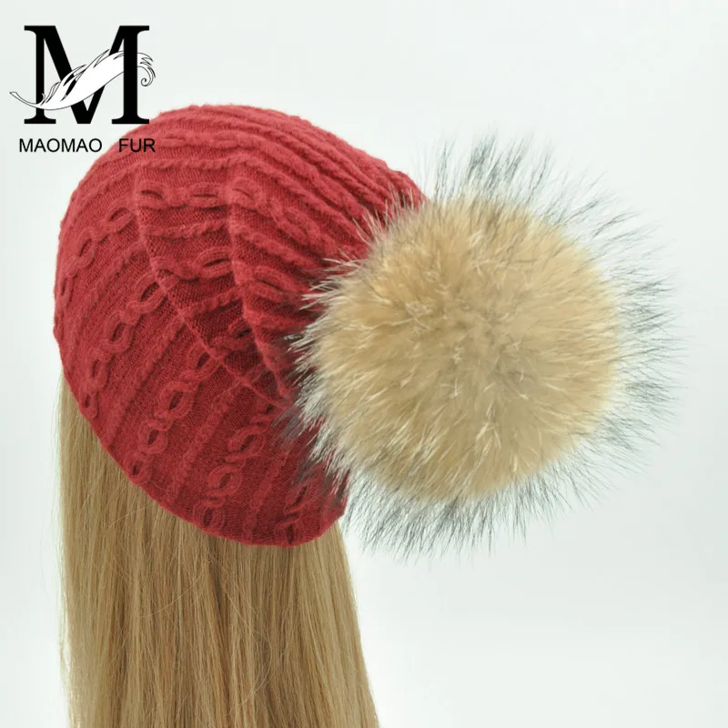 Зимние шерстяные шапки вязаные женские для девочек толстые двухслойные теплые