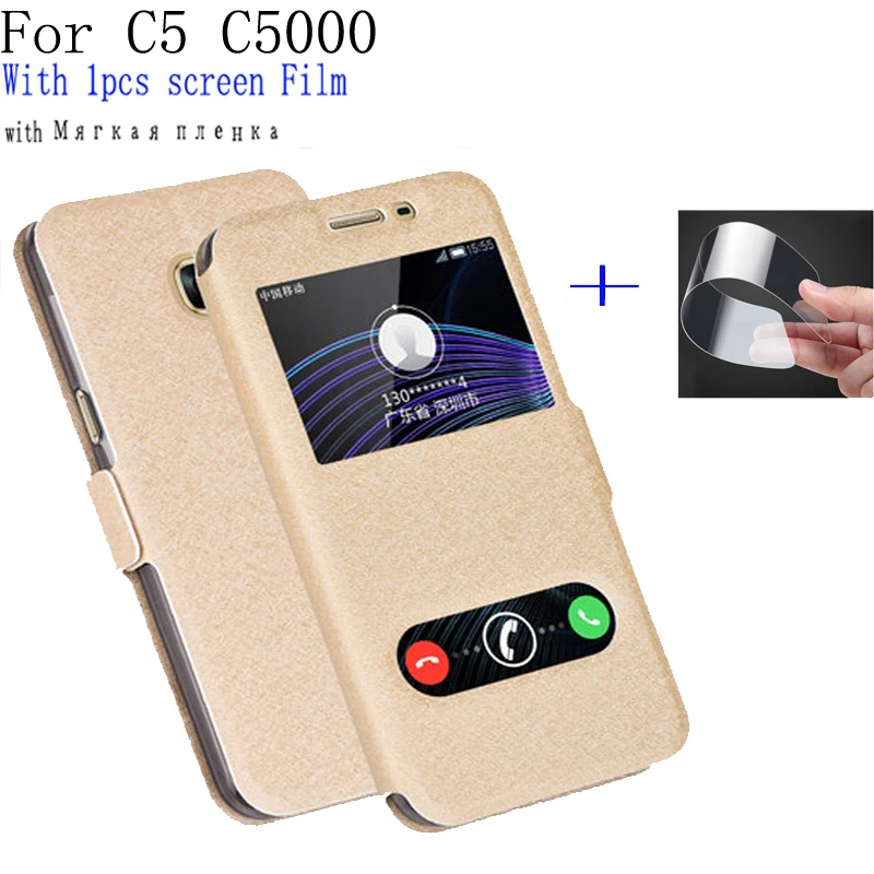 Флип-чехол из искусственной кожи с окошком для Samsung galaxy C5 C5000 чехол телефона C 5 5000