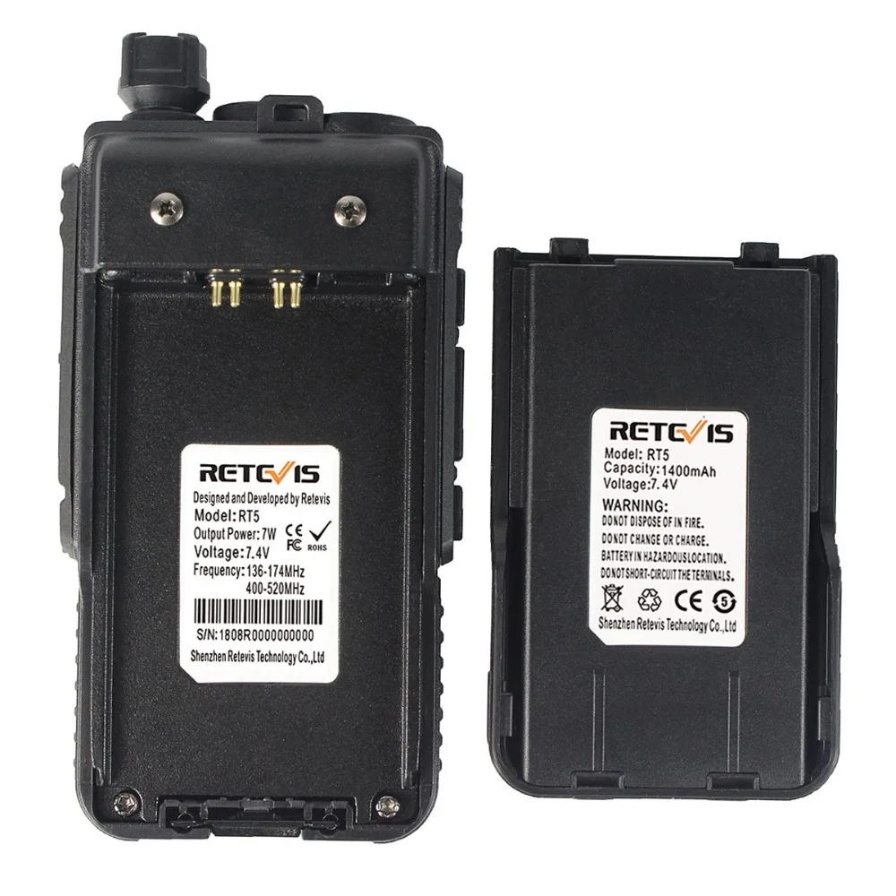 Рация Retevis RT5 7 Вт 2 шт. два диапазона VHF + UHF 136 174 400 520 МГц Любительский радиоприемник
