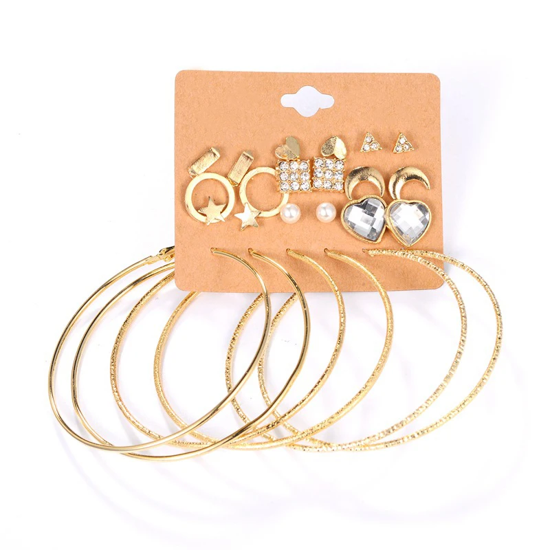 2017 Новое Прибытие 12 Пар/компл. Мода Панк Кристалл Серьги для Женщины Мужчины