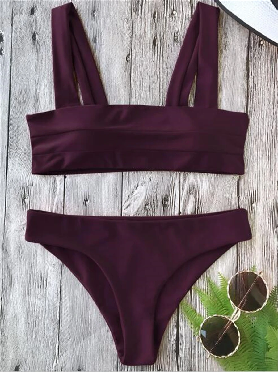 Women Bikini Set Swimwear Fold Swimsuit Sports Swimming Suit for Padded Biquini Bandeau Bathing Sexy Beachwear L004 |