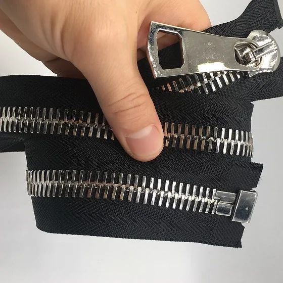 black silver tooth 15# большая молния для шитья, пуховик, пальто на молнии, 70 см, 75 см, 85 см, 100 см, 1 предмет, сделай сам, одежда на молнии для ремонта, черный, белый, винный, оливковый - Цвет: black silver tooth