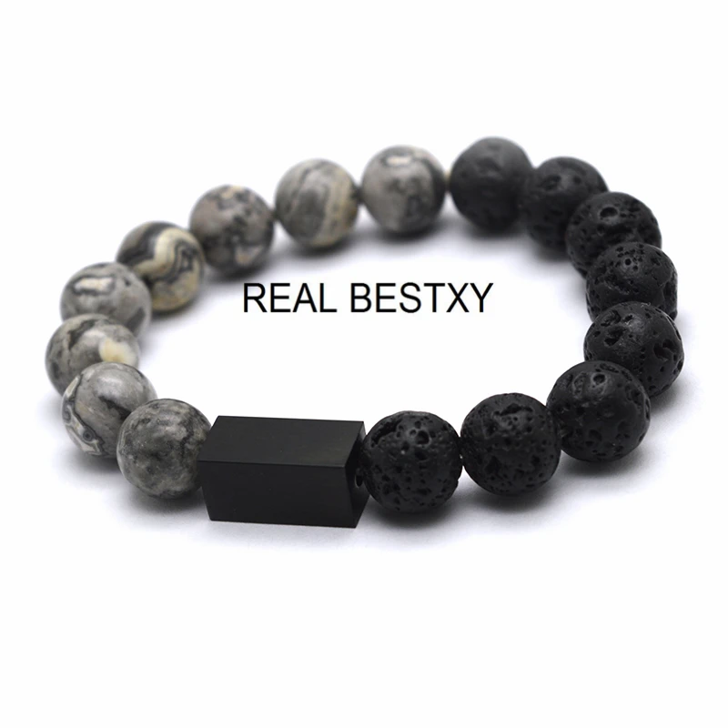 Мужской браслет с логотипом REAL BESTXY 10 мм бусинами модные классические браслеты из