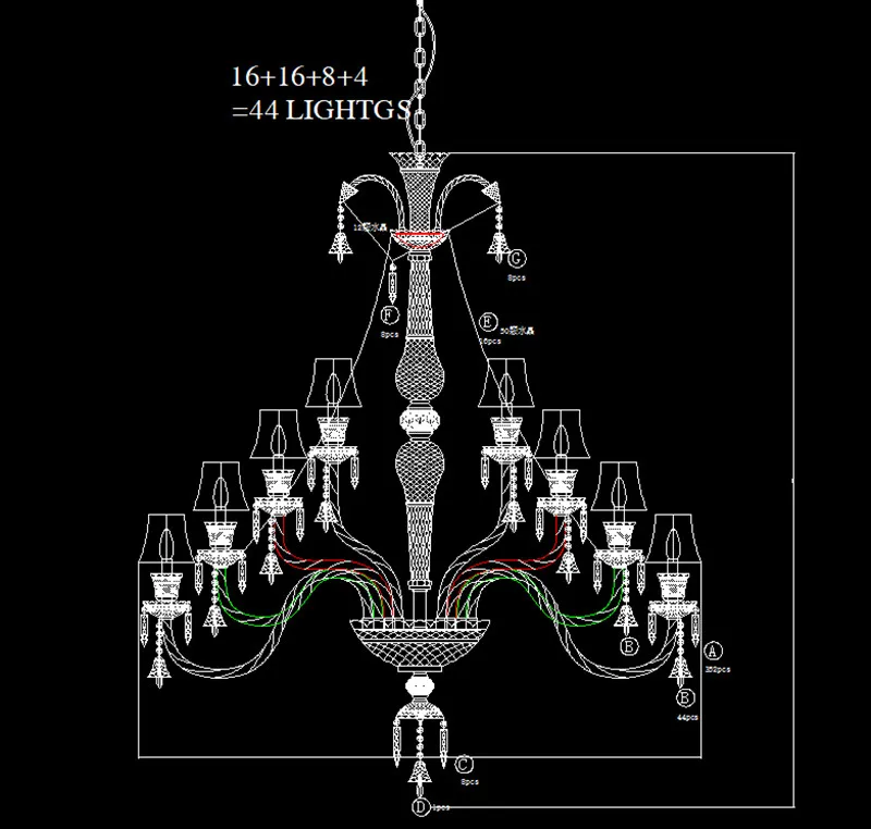 Бесплатная доставка большая люстра lustre light Villa античное черное стекло