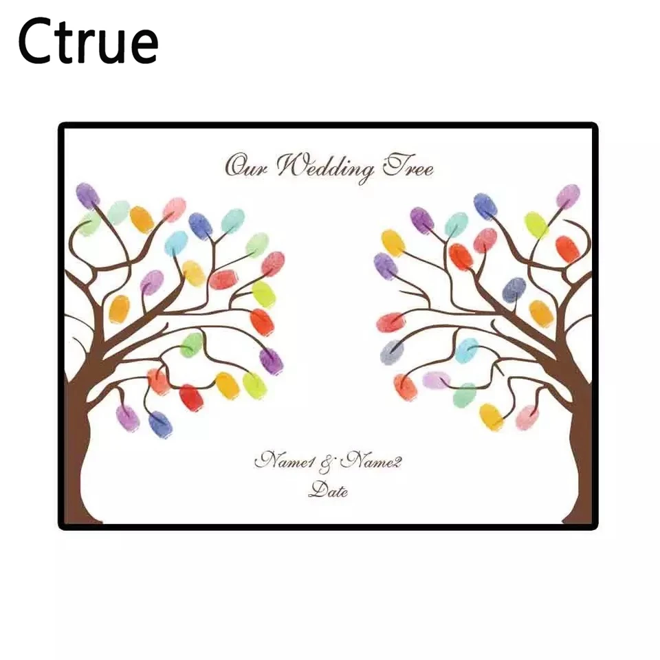 

Custom Name Date love tree Print Fingerprints Guestbook Signature Guest Book with Inkpads Engagement Party Wedding Decoration