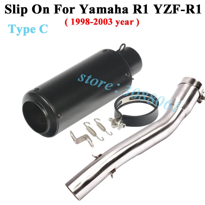 Type C Слипоны для Yamaha R1 YZF-R1 1998-2003 мотоцикл SC GP Проект гоночный выхлопной выход модифицированный глушитель средняя Соединительная труба - Цвет: Type C