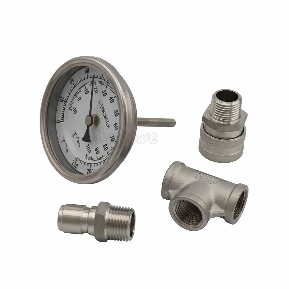 Homebrew 1/2 &quotрезьба в линии термометр с нержавеющей быстрого отключения Би