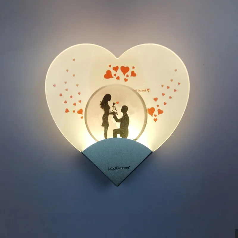 modern minimalist Wall lamp bedside bedroom aisle living room led warm creative acrylic heart-shape indoor wall lights | Освещение