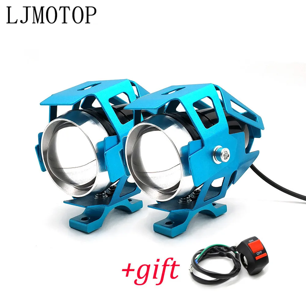 2 piece Blue U5 12V мотоциклов светильник светодиодный вождения головной светильник тумана светильник вспомогательная лампа для yamaha aerox155 mt03 aerox 155 yz 125 fz8 xsr700 - Цвет: 2 piece Blue
