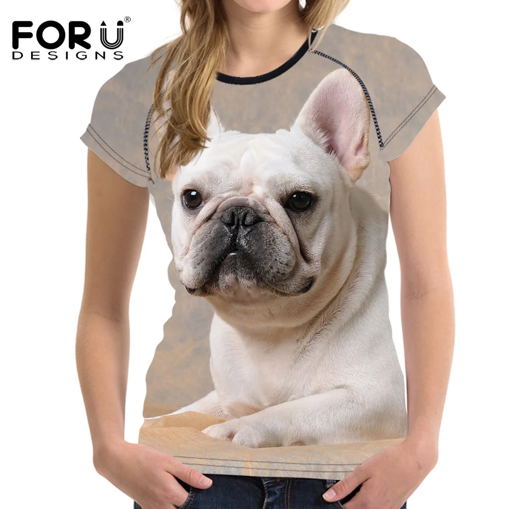 FORUDESIGNS 2018 стильная женская футболка с коротким рукавом топы принтом французского