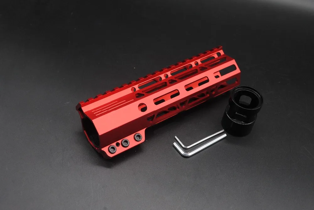 

TriRock Chinese Red Anodized 7'' inch M-lok Handguard Rail Clamping Style Free Float Picatinny Mount System Fit .223/5.56