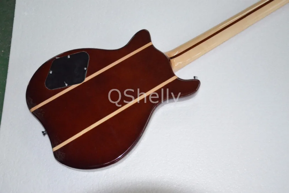 Высшее качество QShelly под заказ коричневый 4 струны кленовый корпус черный P пикапы