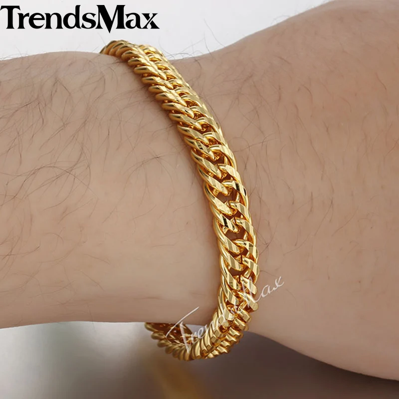 Womens Men's Bracelets Gold Cuban Link Chain Bracelet For Woman Male Jewelry Accessories Gifts Dropshipping Wholesale 7mm KGB357 |