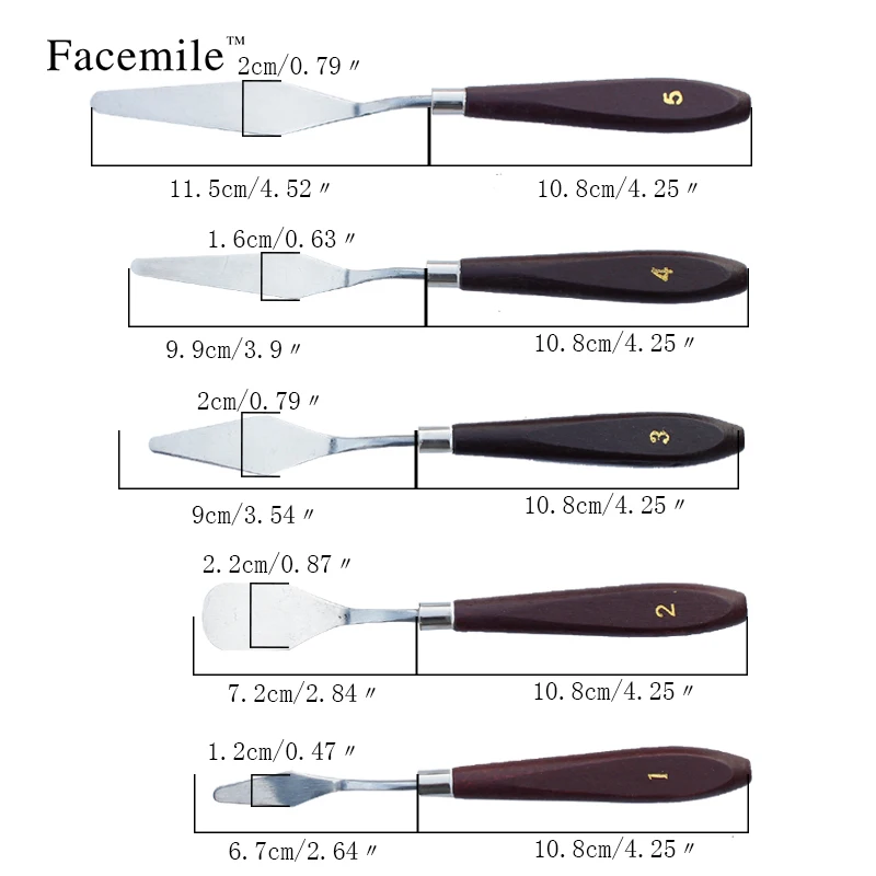 Набор Ножи шпатели из нержавеющей стали скребок для палитры 5 шт.|spatula knife|knife