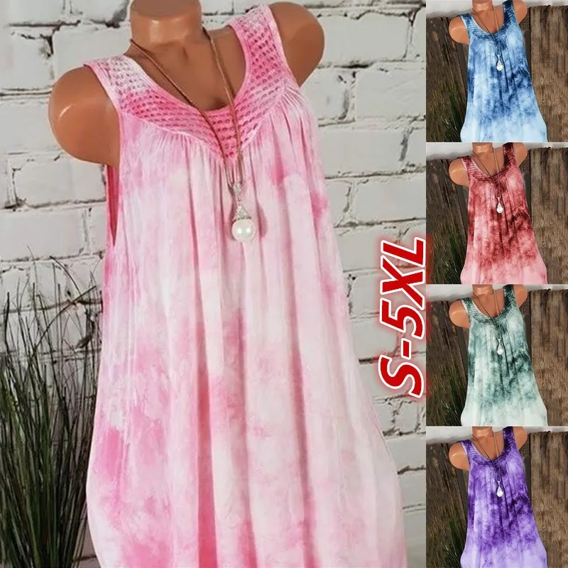 Платье Tie Dye Plus Летнее мини платье на бретельках для женщин размеры Xxxl Xxxxl Xxxxxl