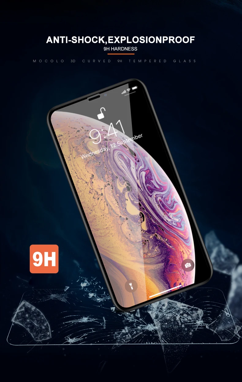 Mocolo 3D изогнутое премиум стекло для iPhone XS MAX Закаленное стекло пленка полное покрытие Защита экрана для iPhone XR полный клей для XS