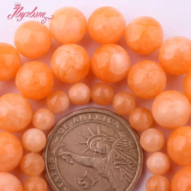 6 8 10 12mm Smooth Round Beads Ball Orange Candy Jades Stone For DIY Necklace Bracelets Jewelry Making 15&quot Free Shipping | Украшения и
