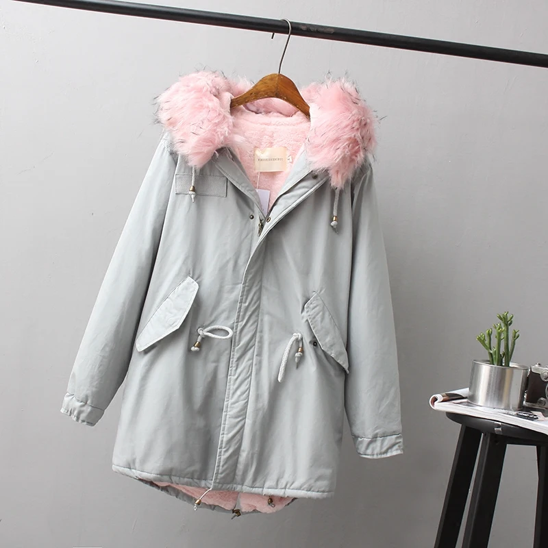 2017 зимние Для женщин серый мягкий хлопок пальто дамы с длинным рукавом Свободные