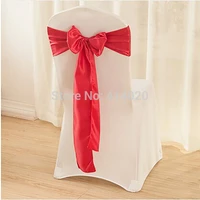 wholesale 100pcs red 15x275cm satin chair sashes bows ribbon wedding decoration free shipping free shipping with fedex ups ems