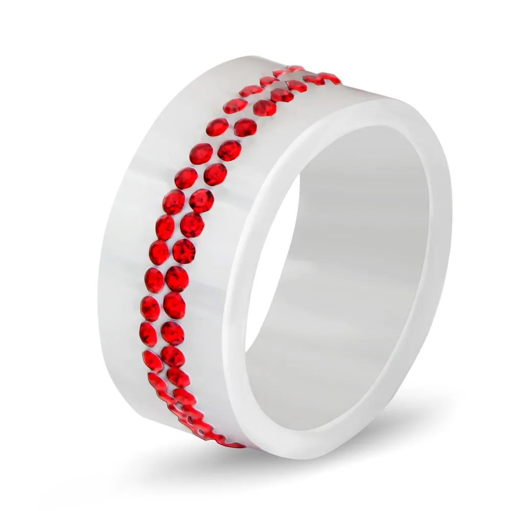 Новые модные керамические кольца с красным кристаллом шириной 10 мм белого цвета 2