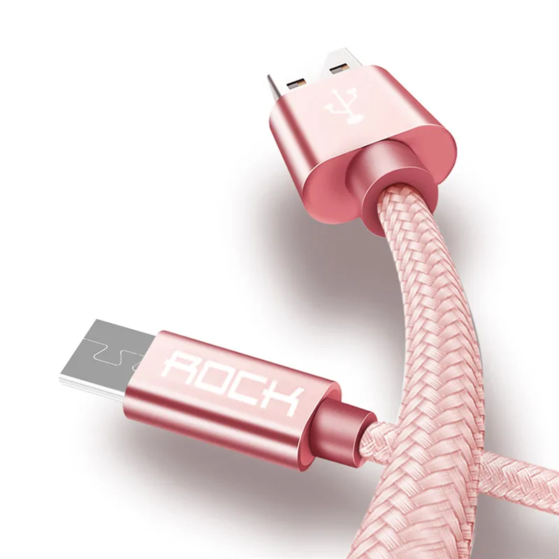 Rose Металлический кабель Micro-USB в оплетке 25 см 1 м 1,5 м Microusb кабель для зарядки данных для samsung Xiaomi huawei Android USB Micro шнур - Цвет: Rose
