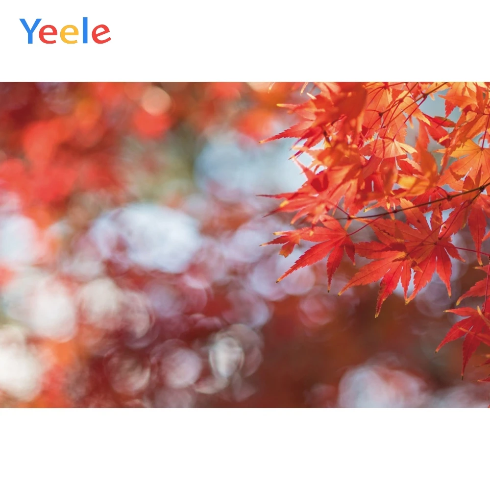 

Yeele Autumn Room Decor Red Maple Leaves Bokeh Light Photography Backdrop Personalized Photographic Backgrounds For Photo Studio
