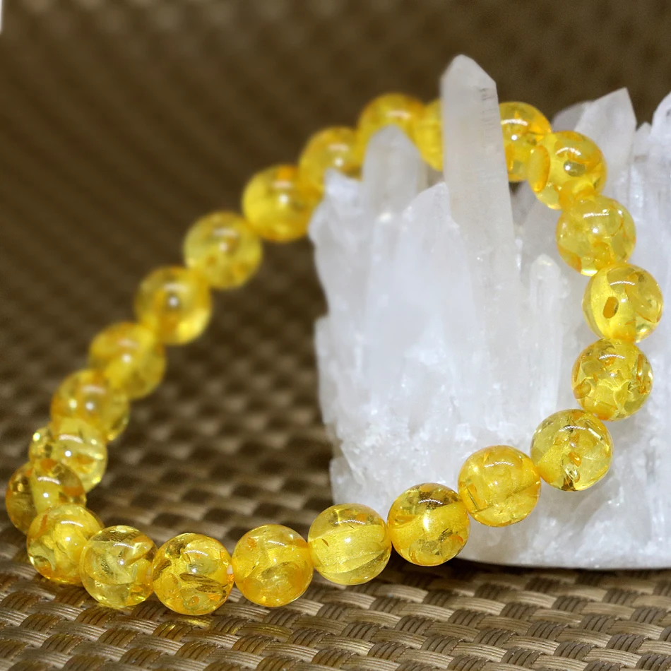 8 мм искусственная Смола пчелиный воск желтая нитка круглых бусин браслеты для
