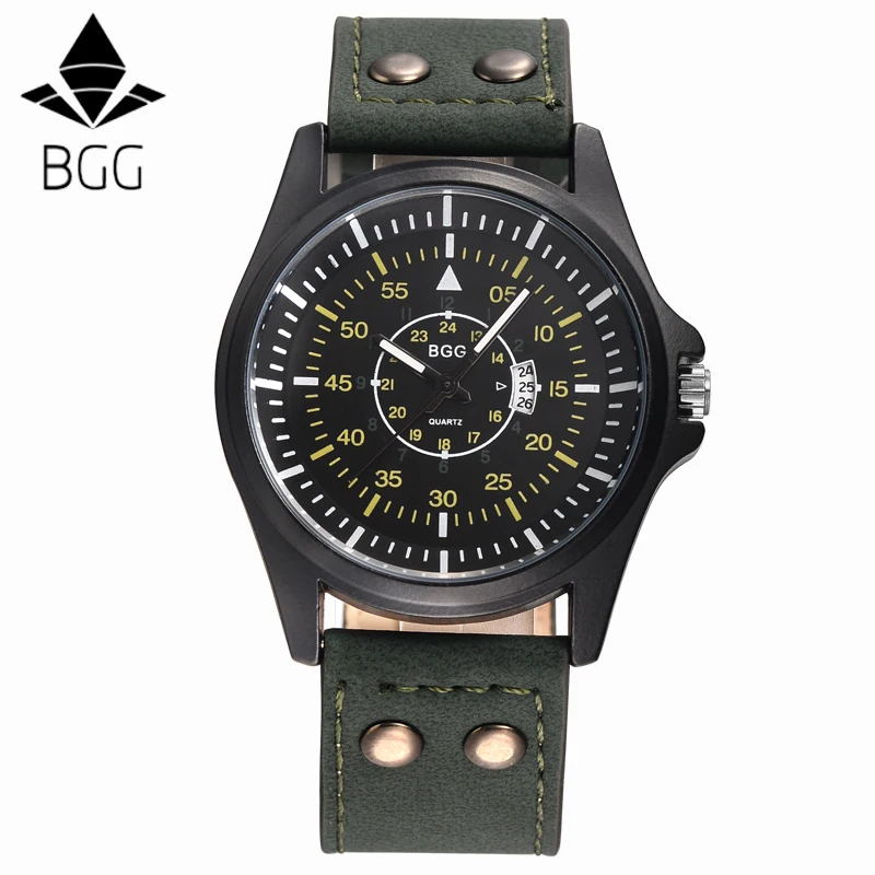 Новинка 2018 военные кварцевые часы мужские спортивные с кожаным ремешком армейские деловые наручные
