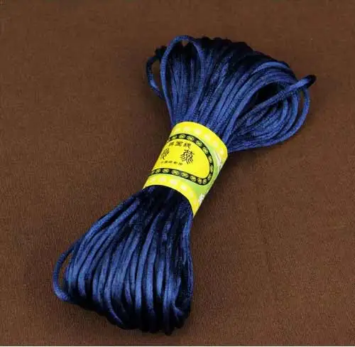 navy blue Цвет на выбор 2 мм 20 ярдов/партия мягкий сатиновый китайский шнур с узлом для браслетов DIY аксессуары для изготовления ювелирных изделий - Цвет: navy blue