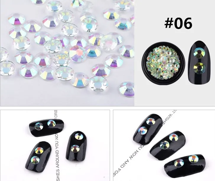 06 1 коробка разноцветные акриловые блестки для дизайна ногтей AB Стразы 3d DIY хрустальные украшения для ногтей очаровательные аксессуары для маникюра - Цвет: 06