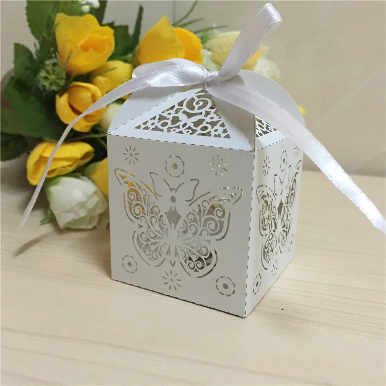 Лазерная вырезка бабочки шаблон Свадебные сувениры конфеты подарок Bomboniere