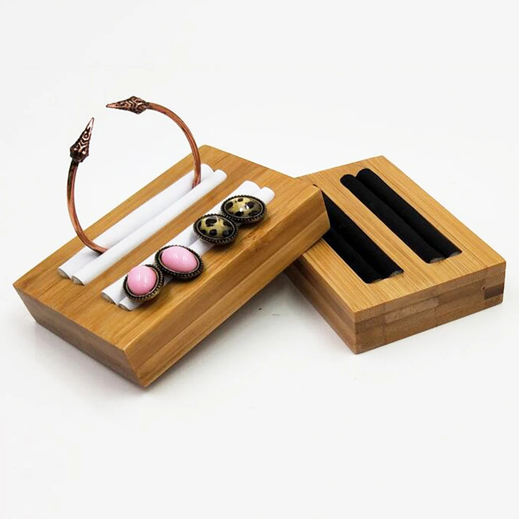 

MagiDeal Natural Bamboo Wood Ring Display Jewelry Tray Earrings Bangle Stand Holder 9.5 x 6.4 x 2cm