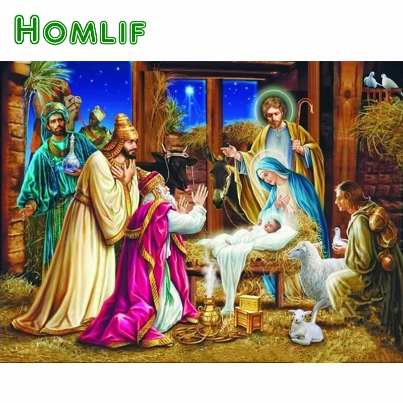 Алмазная картина HOMLIF 5d сделай сам с изображением Иисуса Христа на Рождество
