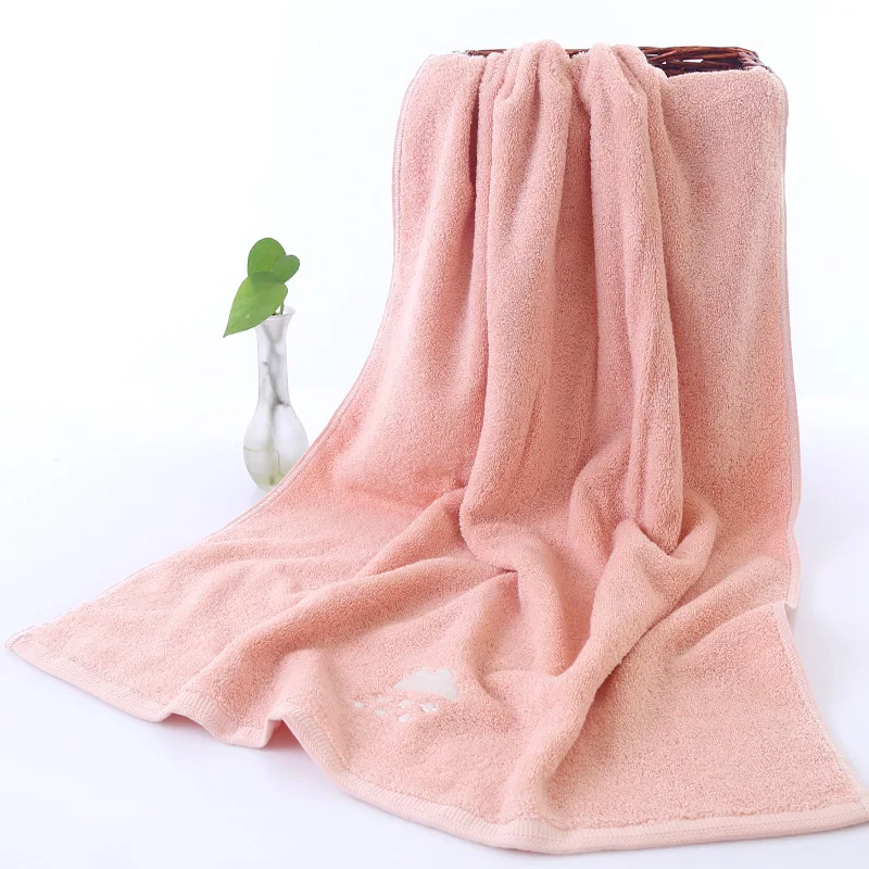 

500g pink Bath Towels bathroom Solid color embroidered 70*140cm Luxury Solid Towels for Adults for SPA Men Women Towel