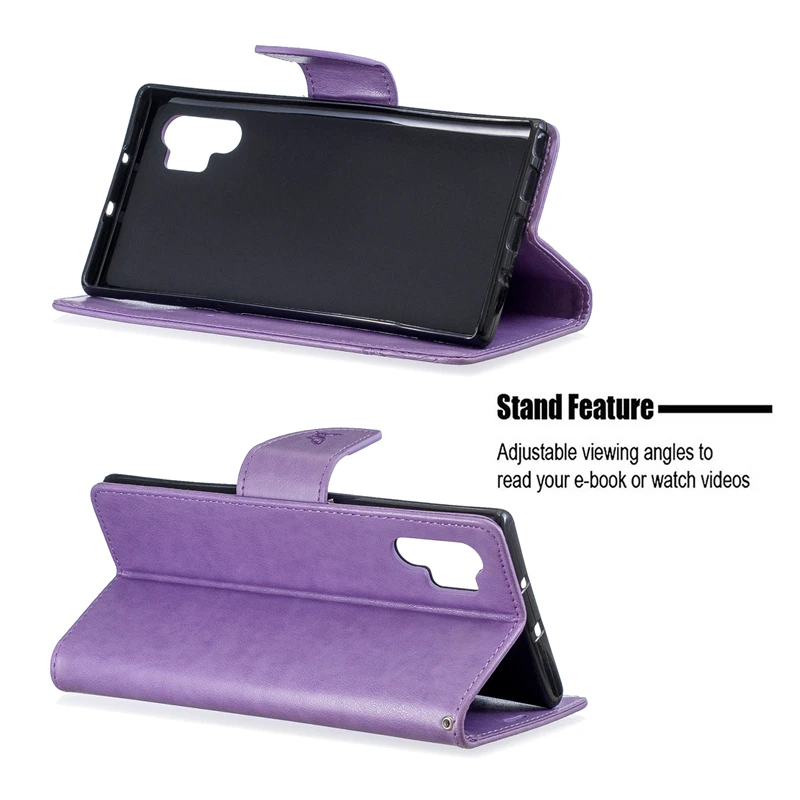 Чехол для samsung Galaxy Note 10 чехол-кошелек с тиснением Бабочка искусственная кожа