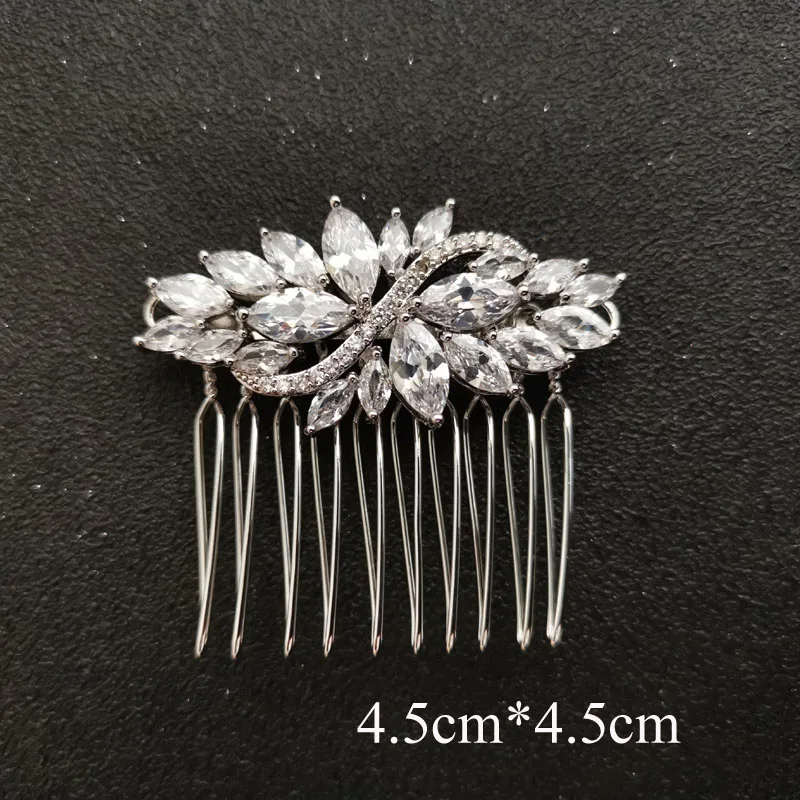 0584 Silver SLBRIDAL роскошный модный Шарм Мода зубец Установка кубического циркония свадебные расческа для волос свадебные женские украшения для девочек аксессуары для волос - Окраска металла: 0584 Silver