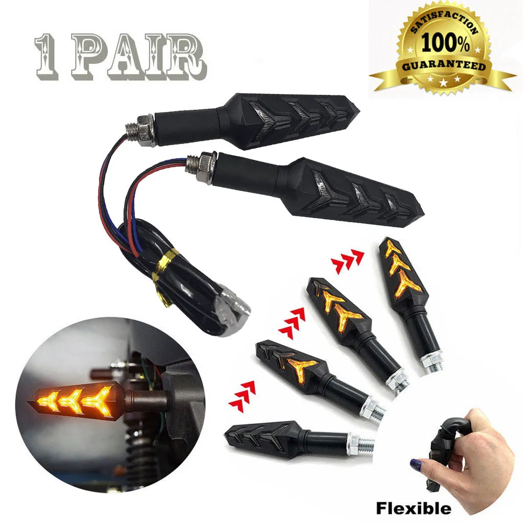 1 пара Универсальный рыбья кость Стиль Янтарный светодиодный течет поворотов